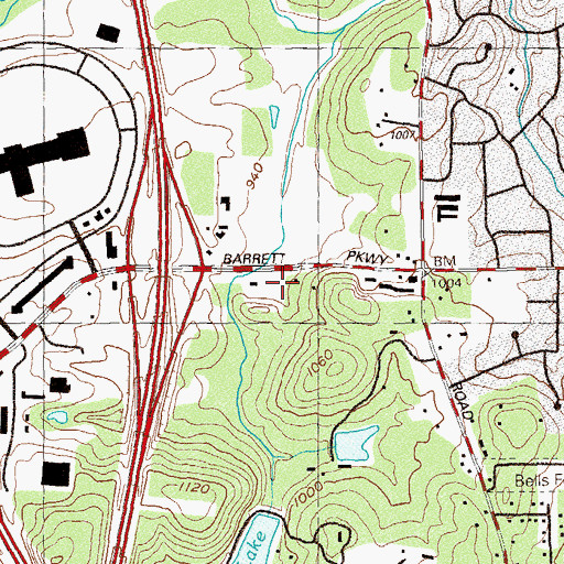 Topographic Map of Town Center Prado Shopping Center, GA