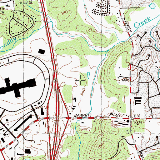 Topographic Map of Town Center Village Shopping Center, GA
