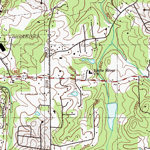 Topographic Map of Woodstock Police Department, GA