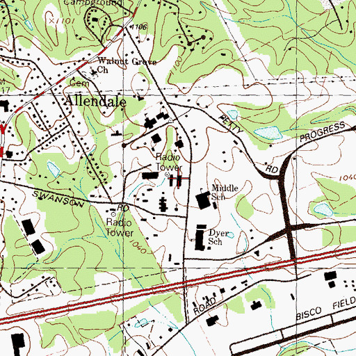 Topographic Map of Gwinnett County Police Department, GA