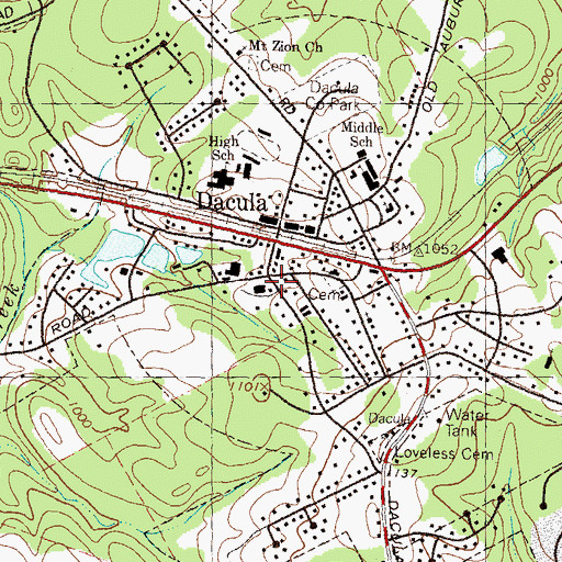 Topographic Map of Hill Square Shopping Center, GA