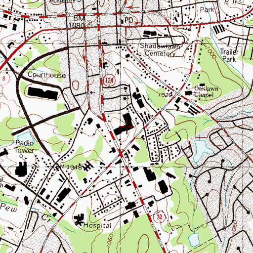 Topographic Map of Lawrenceville Square Shopping Center, GA