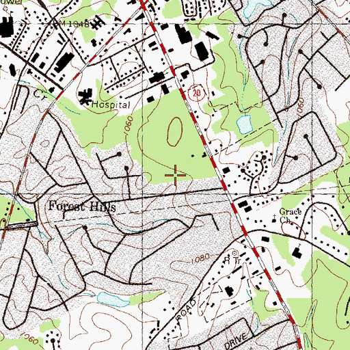 Topographic Map of Lawrenceville Town Center Shopping Center, GA