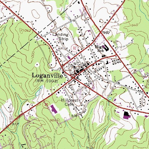 Topographic Map of Loganville Fire Station, GA