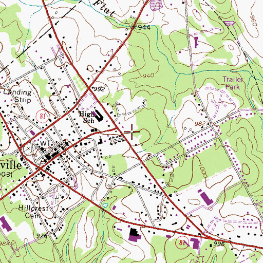 Topographic Map of Loganville Plaza Shopping Center, GA