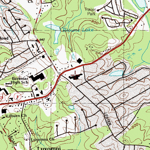 Topographic Map of Five Oaks Shopping Center, GA