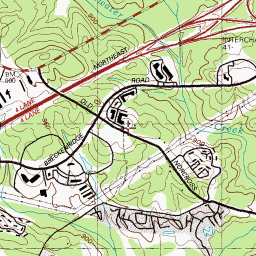 Topographic Map of Gwinnett County Fire and Emergency Services Station 5, GA