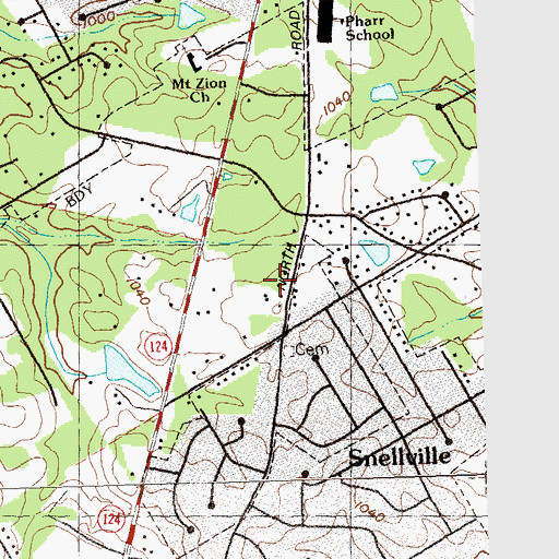 Topographic Map of Presidential Commons Shopping Center, GA