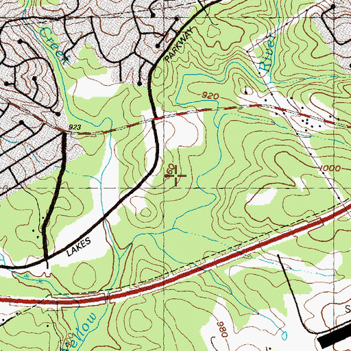 Topographic Map of River Exchange Shopping Center, GA