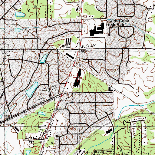 Topographic Map of Austell Floyd Shopping Center, GA