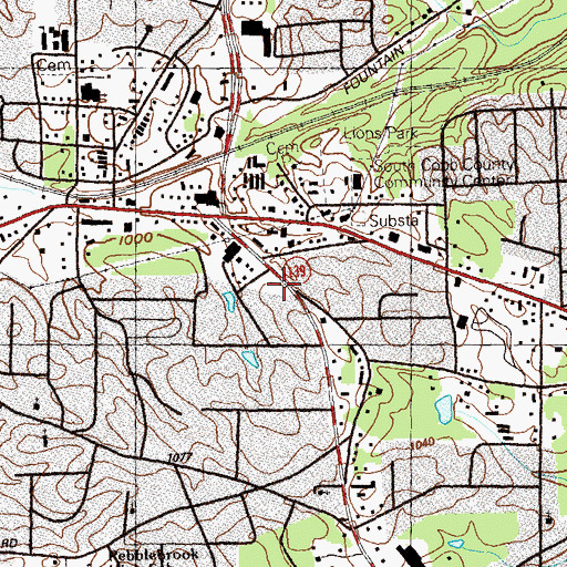 Topographic Map of Cobb County Fire and Emergency Services Station 1, GA