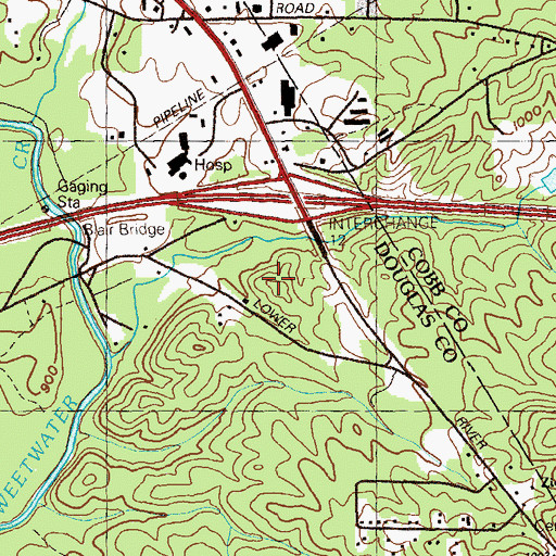 Topographic Map of Mercer University Douglas County Center, GA