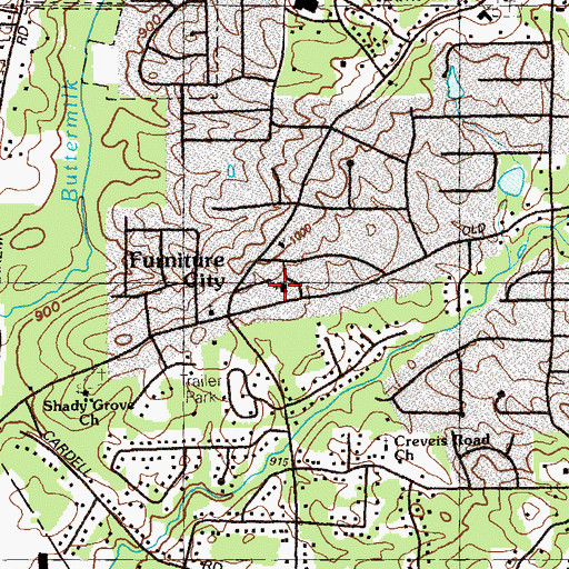 Topographic Map of Sanctuary Church Fellowship, GA