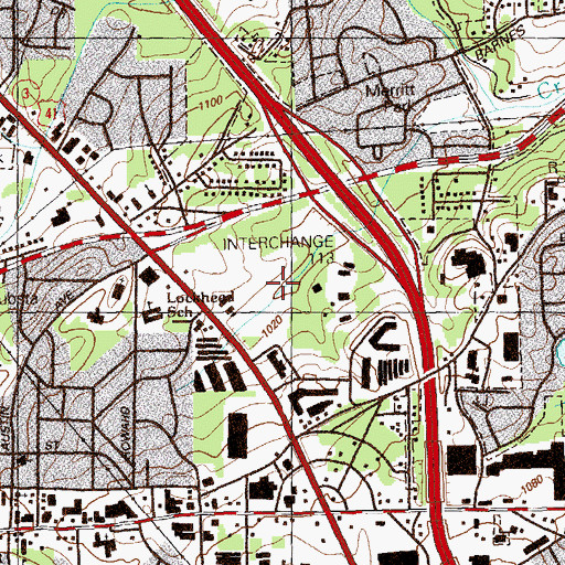 Topographic Map of American Adventure Amusement Park, GA