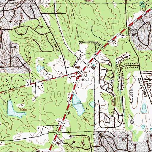 Topographic Map of MacLand Pointe Shopping Center, GA