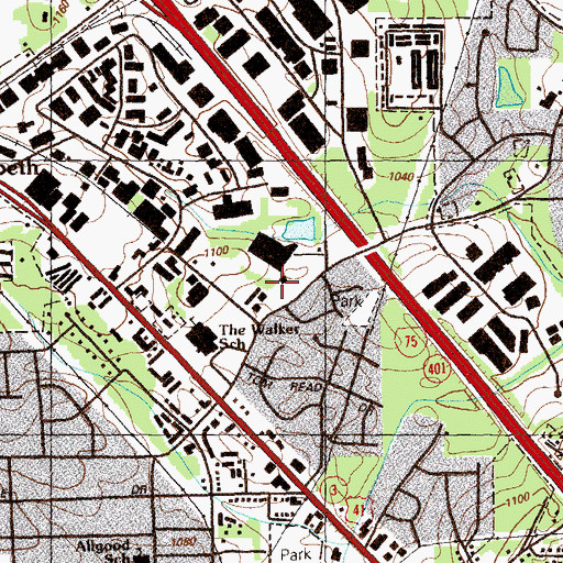 Topographic Map of Marietta Fire Department Station 6, GA