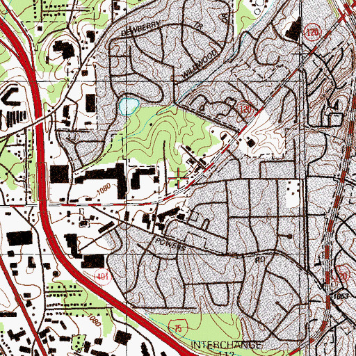 Topographic Map of New London Square Shopping Center, GA