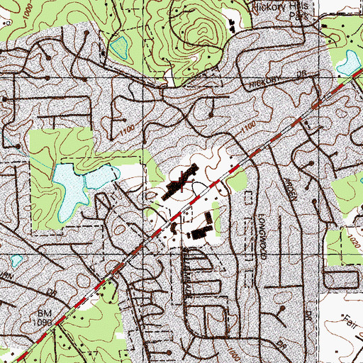 Topographic Map of Powder Springs Station Shopping Center, GA