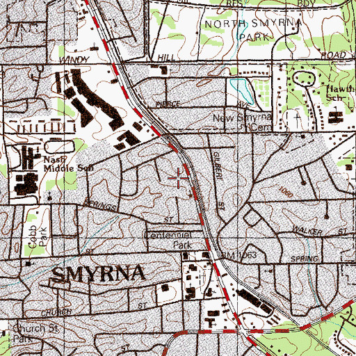 Topographic Map of Smyrna Police Department, GA