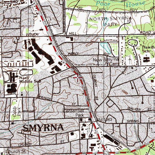 Topographic Map of Smyrna City Fire Department, GA