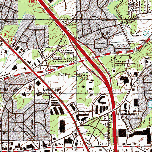 Topographic Map of White Water Theme Park, GA