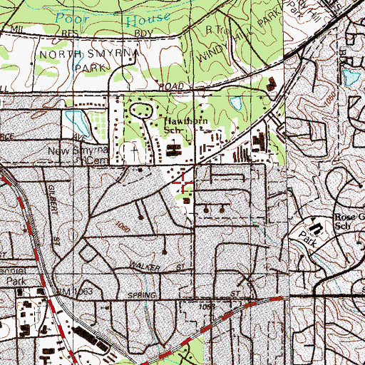 Topographic Map of Whitfield Plantation Shopping Center, GA