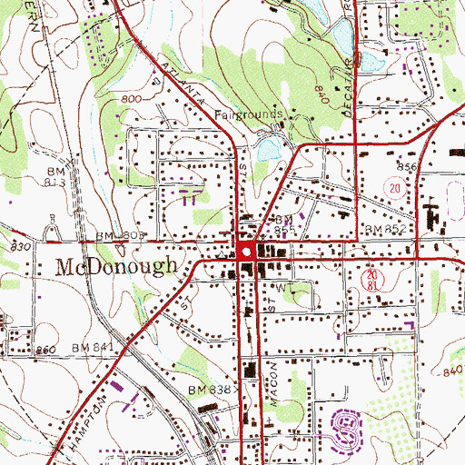 Topographic Map of McDonough Covenant Fellowship Church, GA