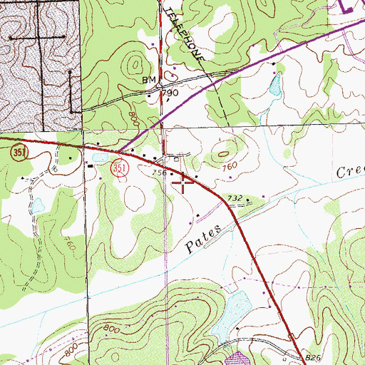 Topographic Map of Pates Creek Elementary School, GA