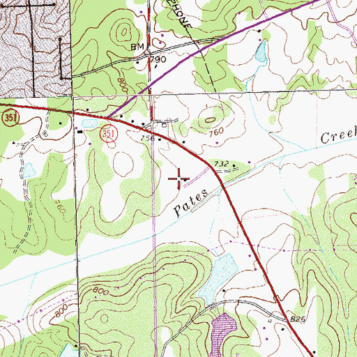 Topographic Map of Pates Creek Elementary School, GA