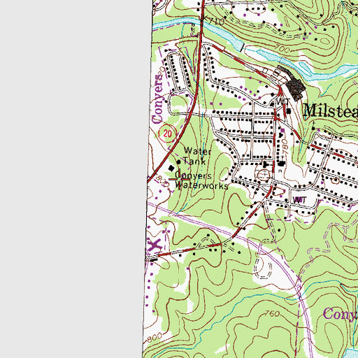 Topographic Map of Milstead Crossing Shopping Center, GA