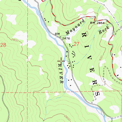 Topographic Map of Rock Creek, CA