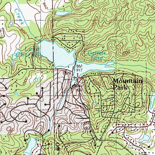 Topographic Map of Mountain Park Police Station, GA