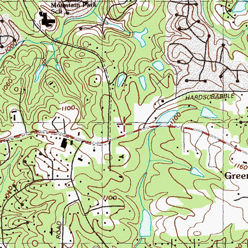 Topographic Map of Roswell Corners Shopping Center, GA