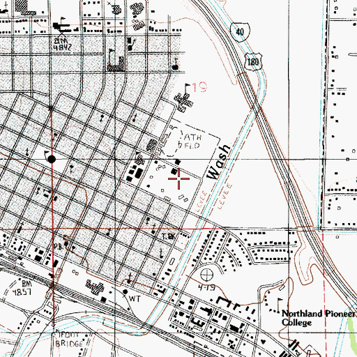 Topographic Map of Winslow City Park, AZ
