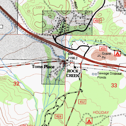 Topographic Map of Rock Creek, CA