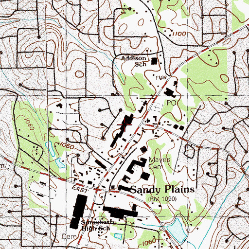 Topographic Map of The Corners Shopping Center, GA