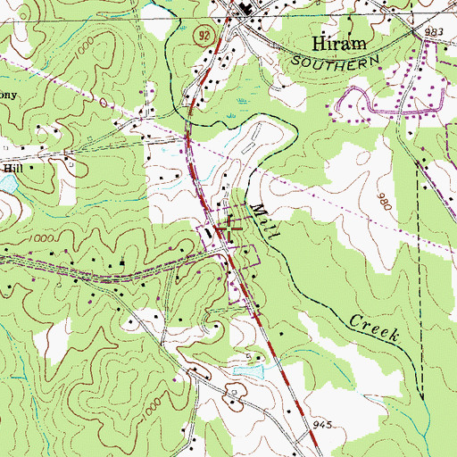 Topographic Map of Cotton Field Plaza Shopping Center, GA
