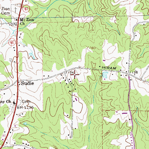 Topographic Map of Hiram Paulding Church of God, GA