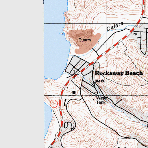 Topographic Map of Rockaway Beach, CA