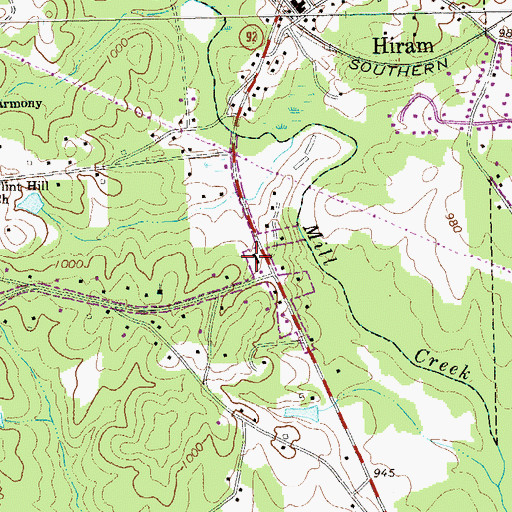 Topographic Map of Strip 92 Shopping Center, GA