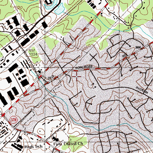 Topographic Map of Answer Center Christian Academy, GA