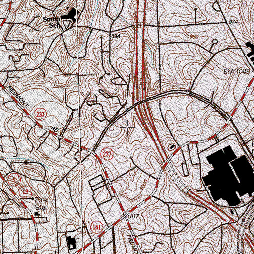 Topographic Map of Buckhead Station Shopping Center, GA