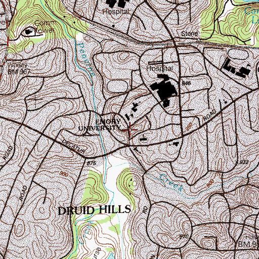 Topographic Map of Emory University Post Office, GA