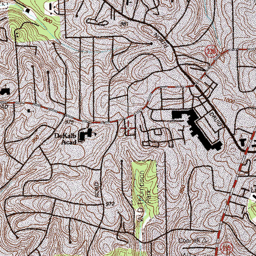 Topographic Map of Intown Community School, GA