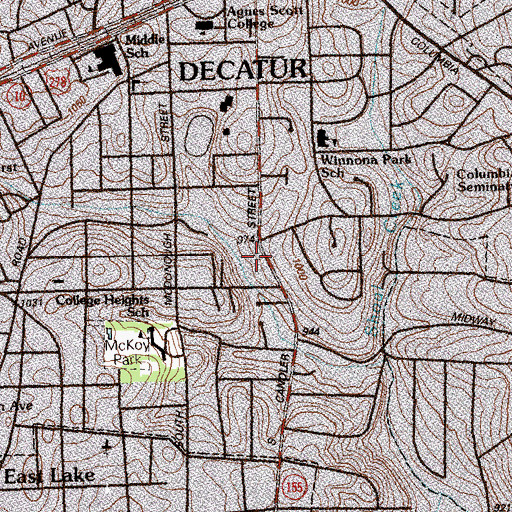 Topographic Map of Lullwater School, GA