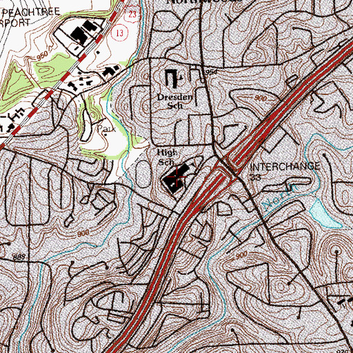 Topographic Map of Saint Pius X Catholic High School, GA