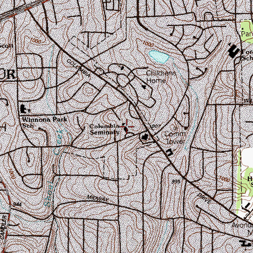 Topographic Map of Waldorf School of Atlanta, GA