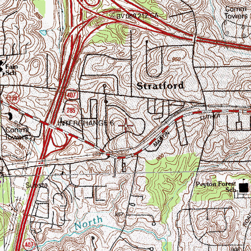 Topographic Map of Allen Temple Recreation Center, GA