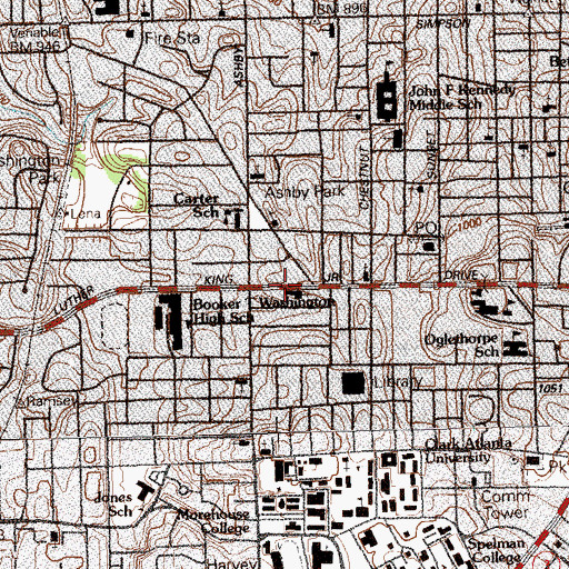 Topographic Map of Ashby Station, GA