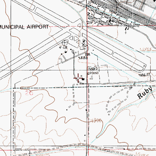 Topographic Map of Winslow Civic Center, AZ